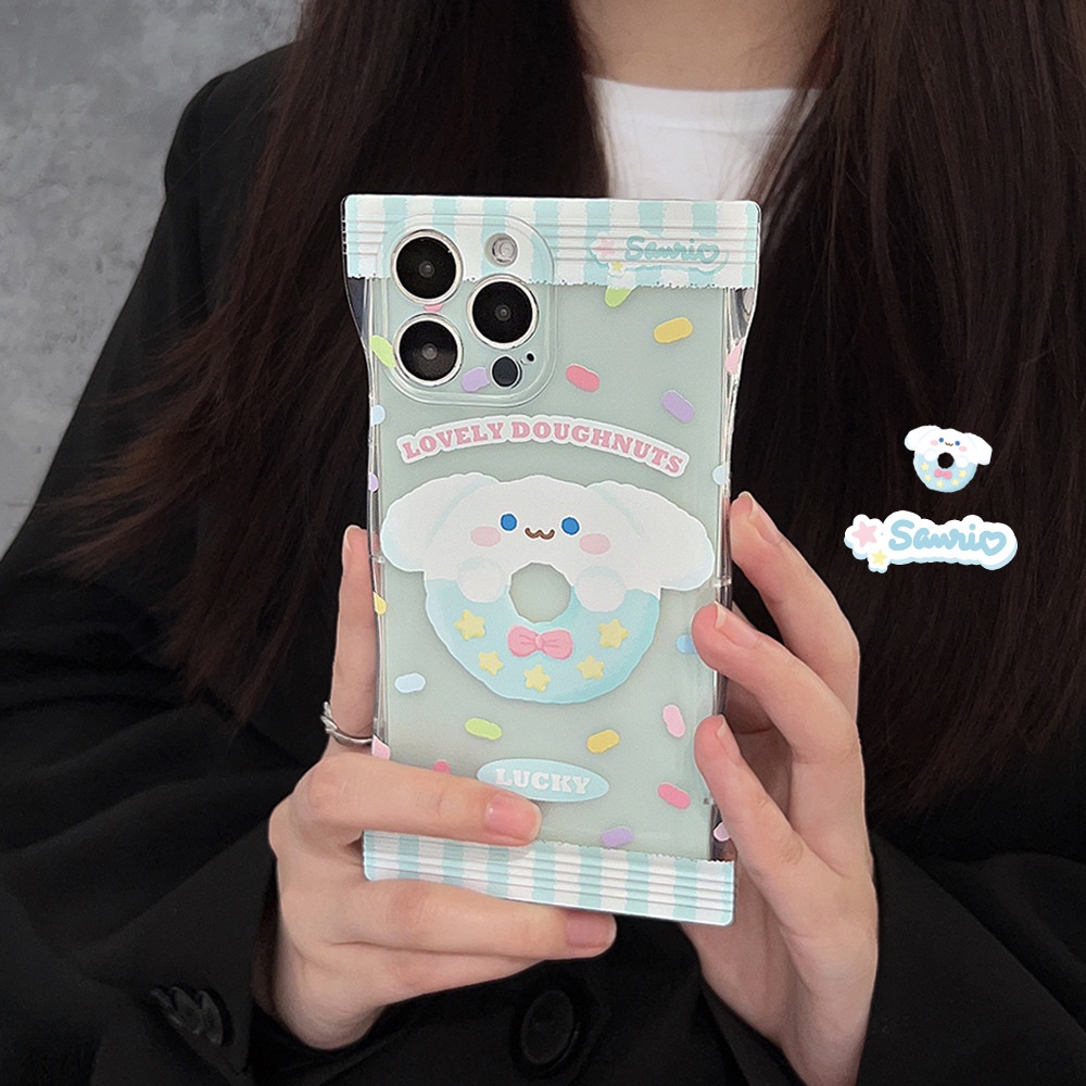 IPHONE Kartun Lucu Puppy Dog Donat Transparan Biru Muda Paket Tas Berbentuk Ponsel Case Cover Untuk Iphone11 12 13 14 PLUS PRO MAX