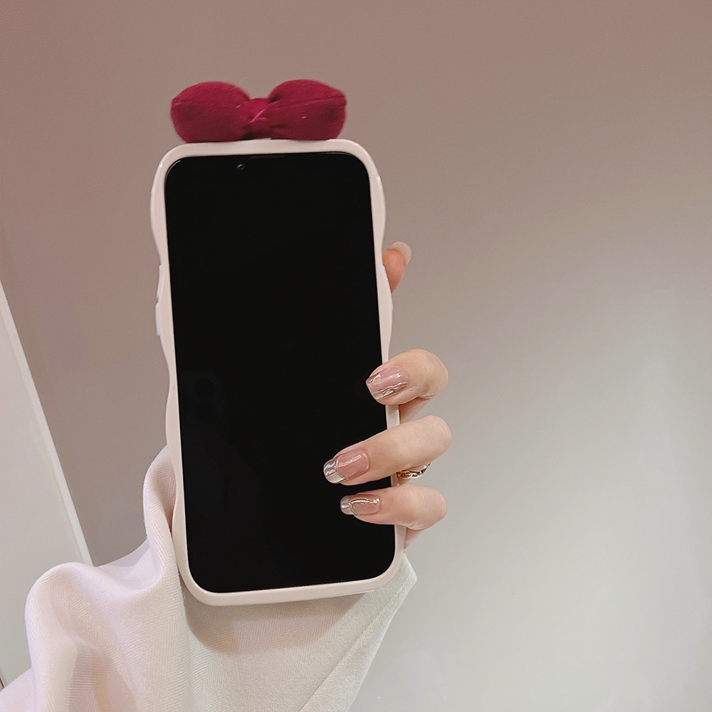 IPHONE Kartun Kelinci Rabbits Vintage Merah Perlindungan Penuh Dengan Kain 3D Busur Ponsel Case Cover Untuk Iphone11 12 13 14 PLUS PRO MAX