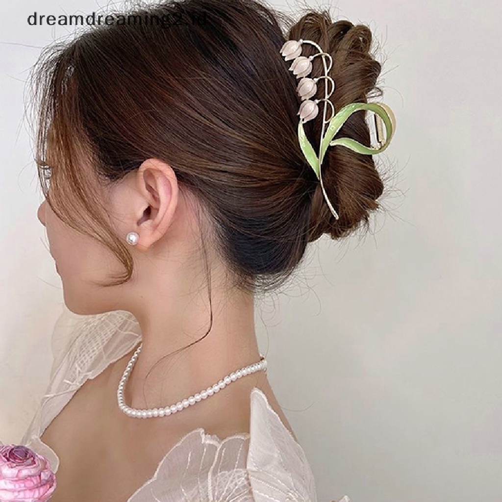 (dream) Elegant Hair Claw Bluebell Flower Hair Clip Aksesoris Rambut Jepit Rambut Cakar Klip//