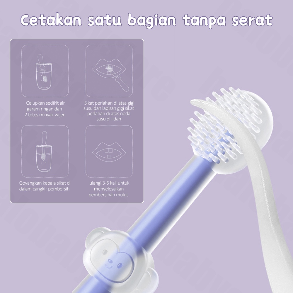 Halobaby Sikat Gigi Bayi Sikat Lidah Bayi 4 in 1 Perawatan Mulut Bayi/Food Grade Silikon Pembersih Mulut BPA Free