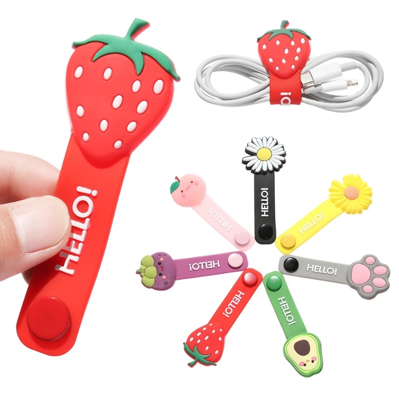 Kreatif Kartun Buah Buahan Bunga Pelindung Kabel Kawat Penggulung/Jalur Data USB Charging Cord Penutup Pelindung Earphone Cables Organizer