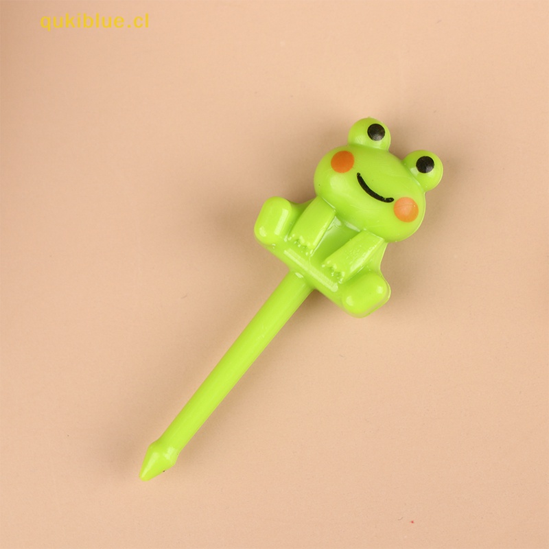 Qukiblue 8pcs Set Garpu Buah Hewan Kartun Mini Anak Snack Kue Dessert Stick Tusuk Gigi cl