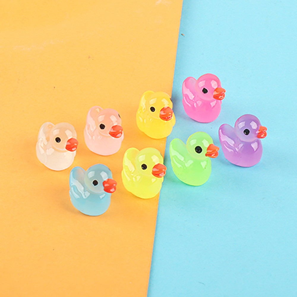 10pcs/set Ornamen Resin Bercahaya Bebek Mini Kreatif Taman Pot Patung Mungil Bercahaya