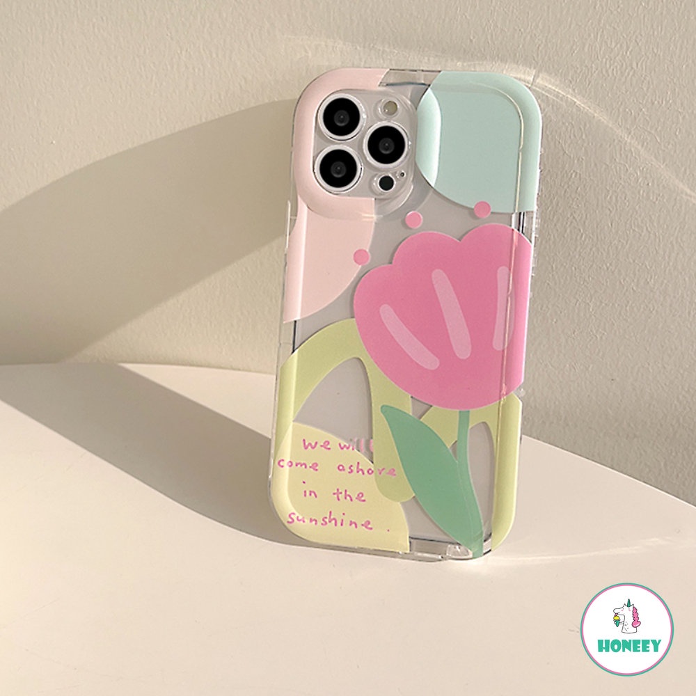 IPHONE Retro Gadis Manis Tulip Bud Art Casing Ponsel Transparan Untuk Iphone14 13 11 12 Pro Max14 Plus Case Kartun Lucu Cover