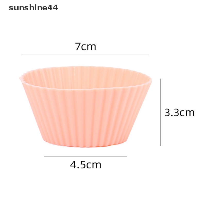 Sunshine 10Pcs/set Cetakan Kue Silikon Berbentuk Bulat Muffin Cup Silicone Mini Cake Cup Alat Dapur Cetakan Kue DIY Cake Decorag Tools ID