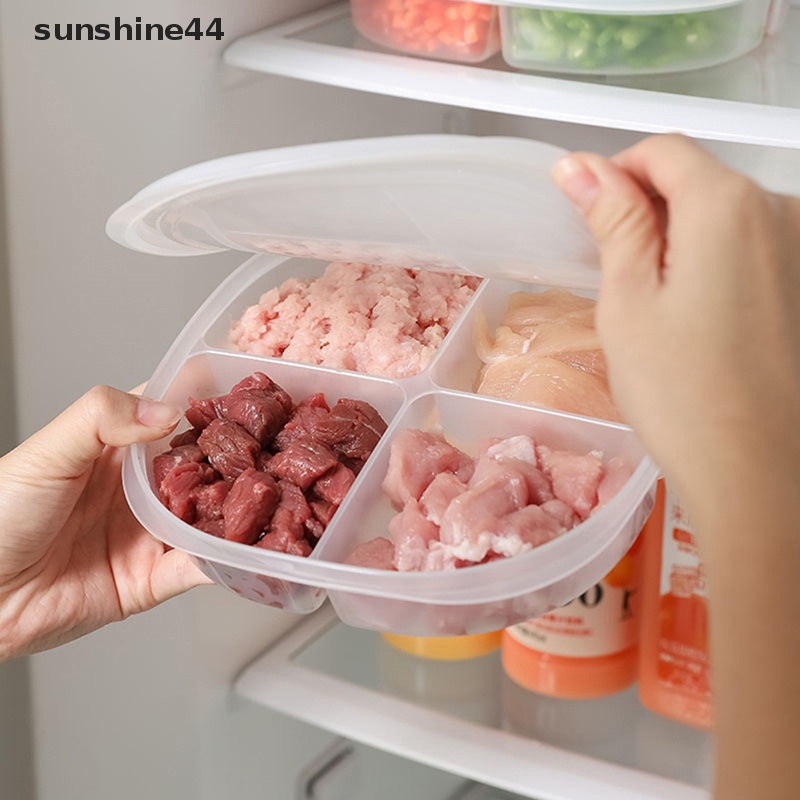 Sunshine 4grids Kotak Penyimpanan Khusus Untuk Pengawet Daging Pada Kulkas Clear Crisper ID