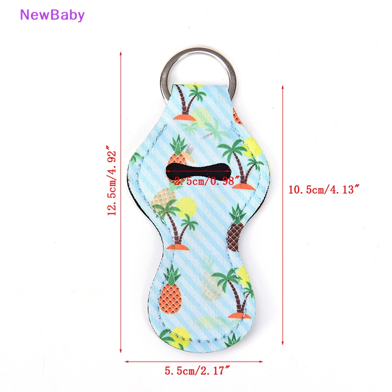 Newbaby Waterproof Neoprene Floral Lip Chap Lip Balm Holder Tas Gantungan Kunci ID