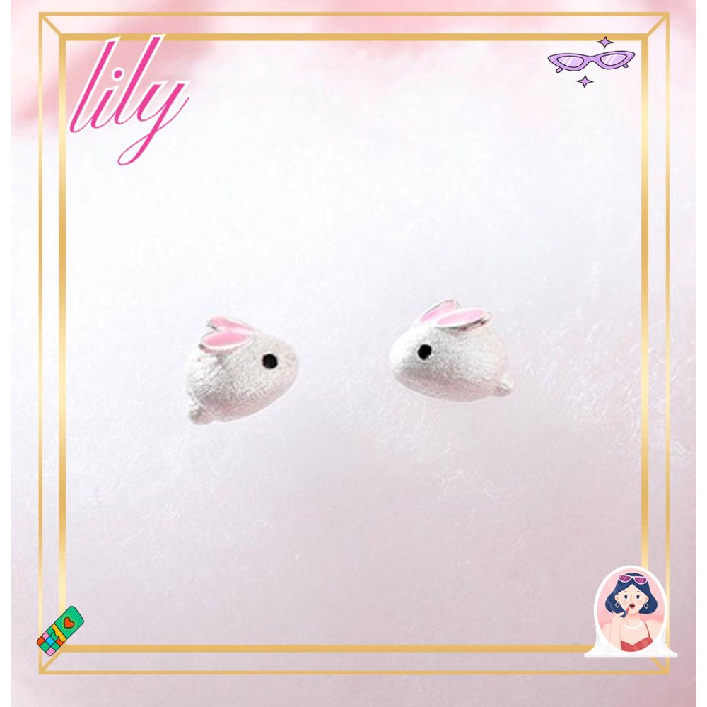 Lily 1pasang Anting Kelinci Kecil Alloy Silver Needle Stud Kualitas Tinggi Lucu