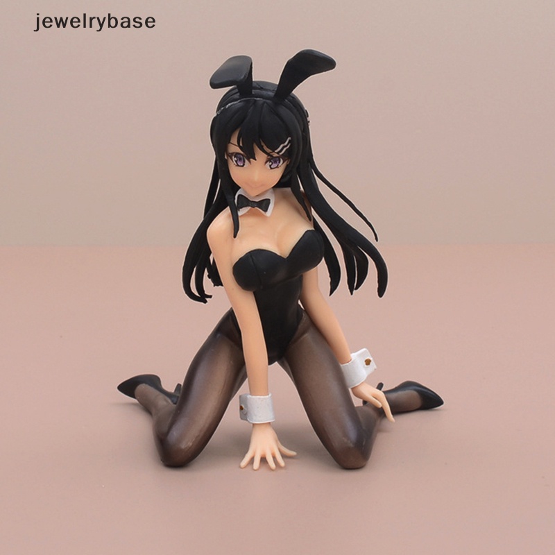 [jewelrybase] Anime Figure Sakurajima Mai Sexy Hitam Sutra Bunny Girl Kneeling Stance Boneka Hadiah Butik