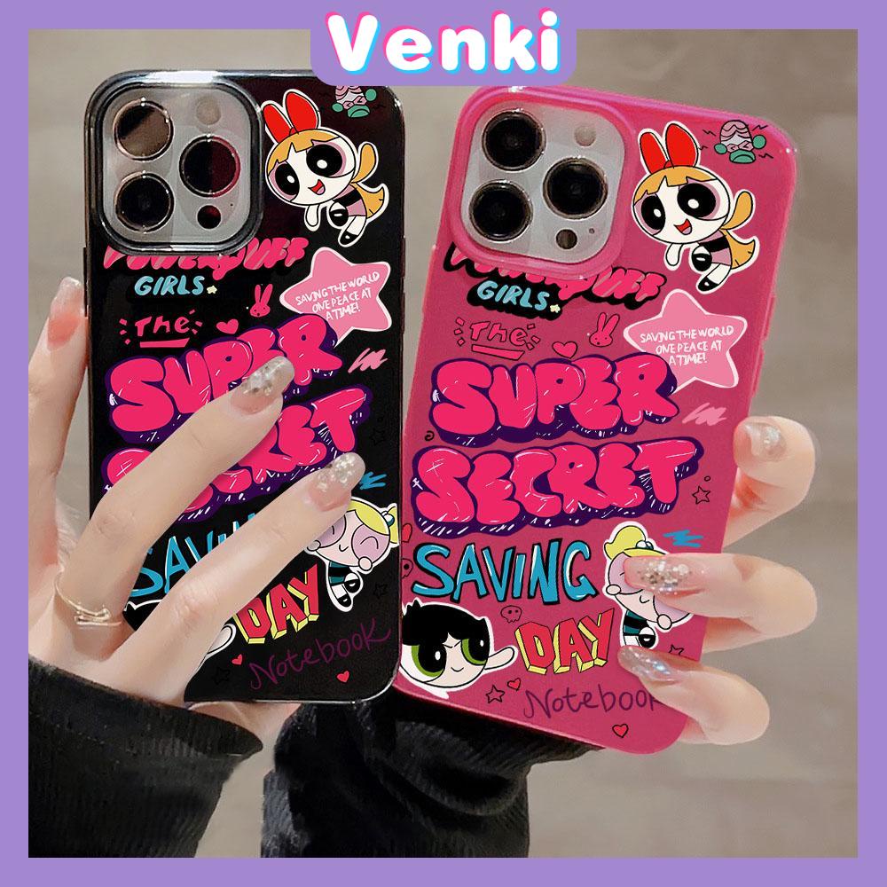 VENKI - For iPhone 11 iPhone Case Black Pink Glossy TPU Soft Case Shockproof Protection Camera Cute Cartoon Compatible with iPhone 13 Pro max 12 Pro Max  xr xs max 7Plus 8Plus