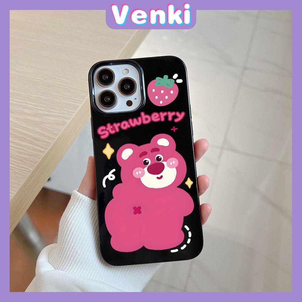 VENKI - For iPhone 14 Pro Max iPhone Cute Bear Glossy Black Case TPU Soft Shell Protection Shockproof Camera Compatible with iPhone 13 Pro max 12 Pro Max 11 xr xs max 7Plus 8Plus