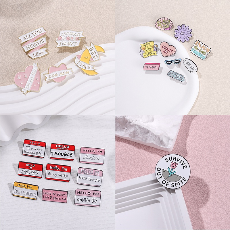 50gaya Teks Kreatif Quotes Enamel Pin Alfabet Bros Kartun Warna-Warni Slogans Bros Lencana Kerah Pin Menyenangkan Perhiasan Hadiah Untuk Teman