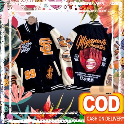 JACKET VARSITY MIYAMOTO PRIA TERBARU JAKET SKULLEND FULL KATUN MOTIF SABLON JAKET VARSITY - JAKET BA