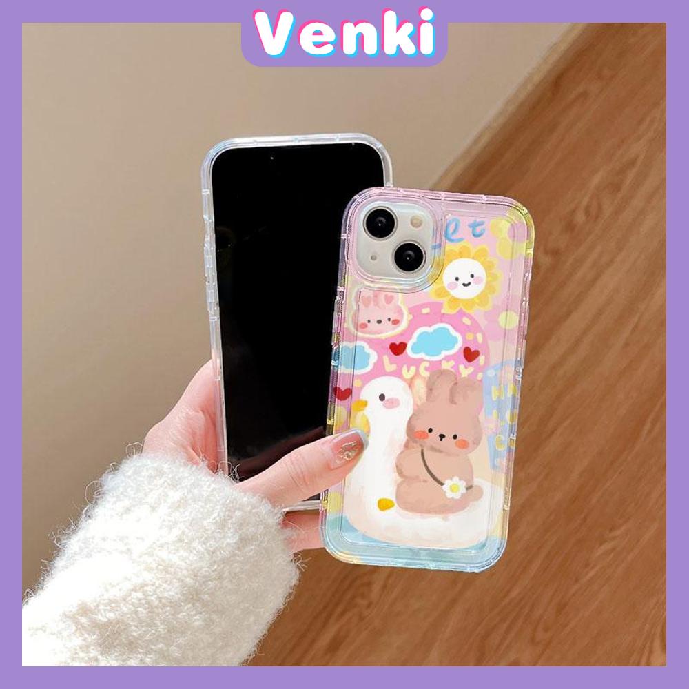 VENKI -For iPhone 11 iPhone Case Clear Case TPU Soft Case Airbag Shockproof Cute Oil Painting Bear Compatible with iPhone 14 13 Pro Max iPhone 12 Pro Max 11 7Plus 6Plus XR xs