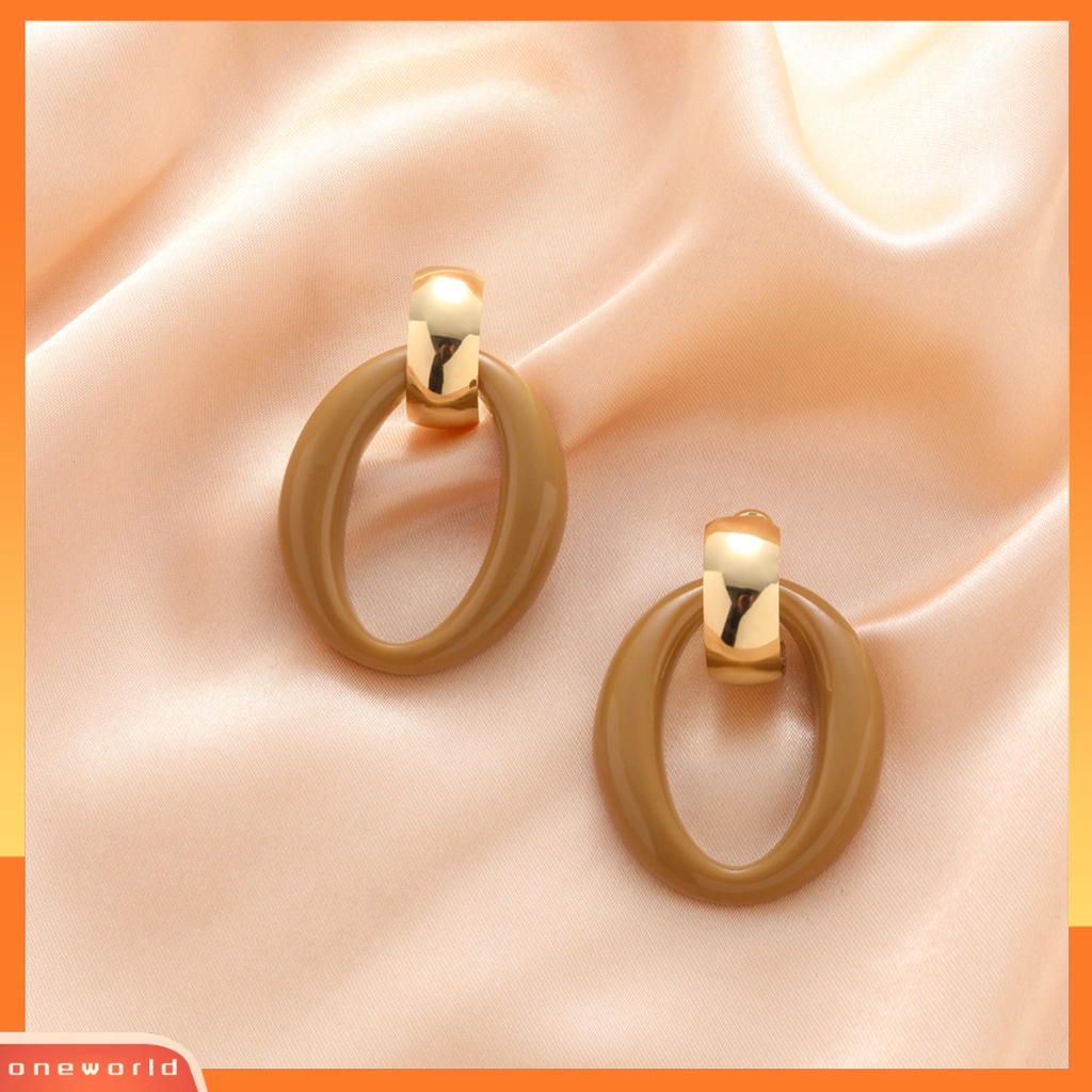 [EONE] 1pasang Anting Hoop Retro Berbentuk O Minimalis Hypoallergenic Keren Geometris Anting Lingkaran Akrilik Perhiasan Fashion