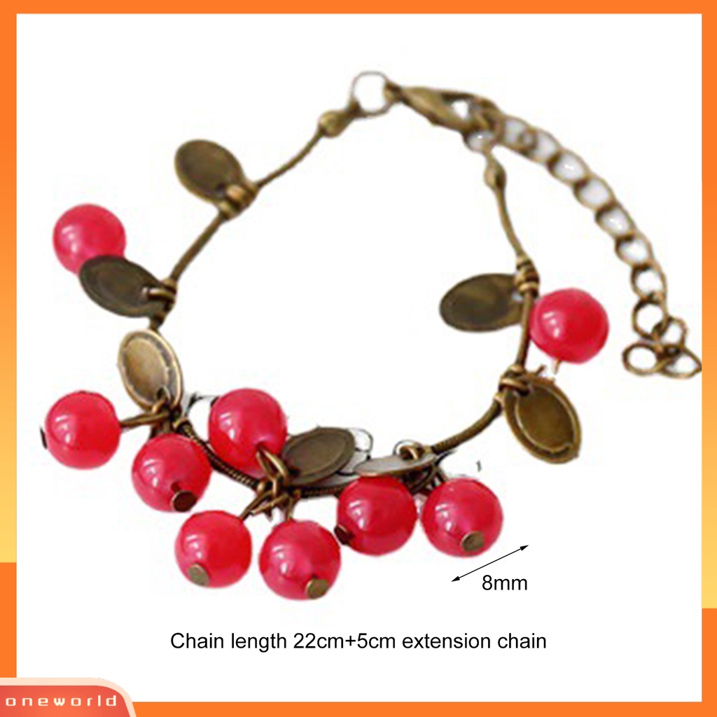 [EONE] Vintage Alloy Gelang Artistik Manis Cherry Decor Wanita Bracelet Untuk Kehidupan Sehari-Hari