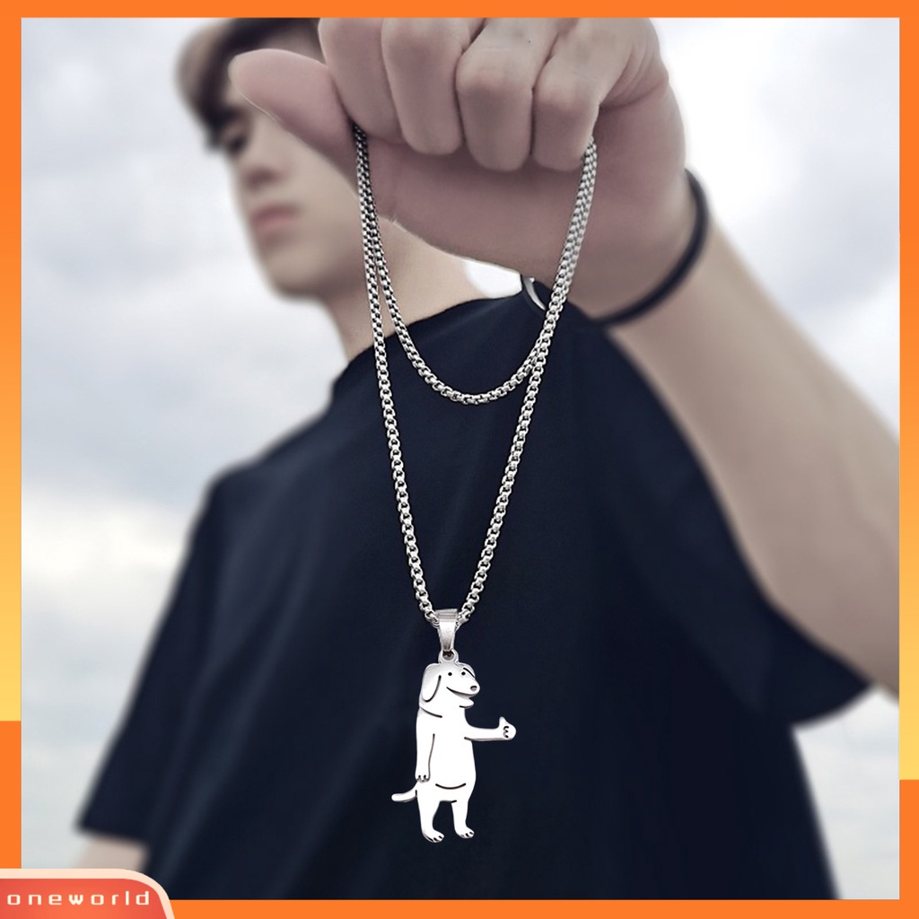 [EONE] Liontin Kalung Ultralight Alergi Gratis Lobster Clasp Desain Menarik Tahan Karat Kalung Hip Hop Hias Stainless Steel Dengan Liontin Anjing Kucing Hadiah Untuk Wanita