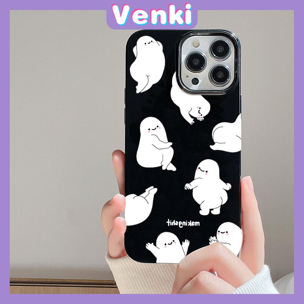 VENKI - For iPhone 11 iPhone Case Black Glossy TPU Soft Case Shockproof Protection Camera Abstract Cartoon Compatible with iPhone 14 13 Pro max 12 Pro Max xr xs max 7Plus 8Plus