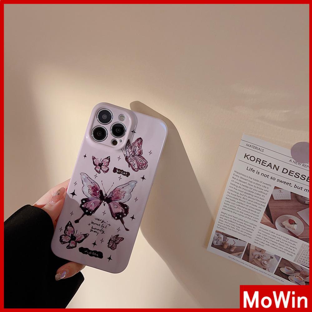 For iPhone 14 Pro Max iPhone Case Cream Glossy Soft Case TPU Shockproof Camera Cover Protection Purple Butterfly Compatible with iPhone 13 Pro max 12 Pro Max 11 xr xs max 7Plus