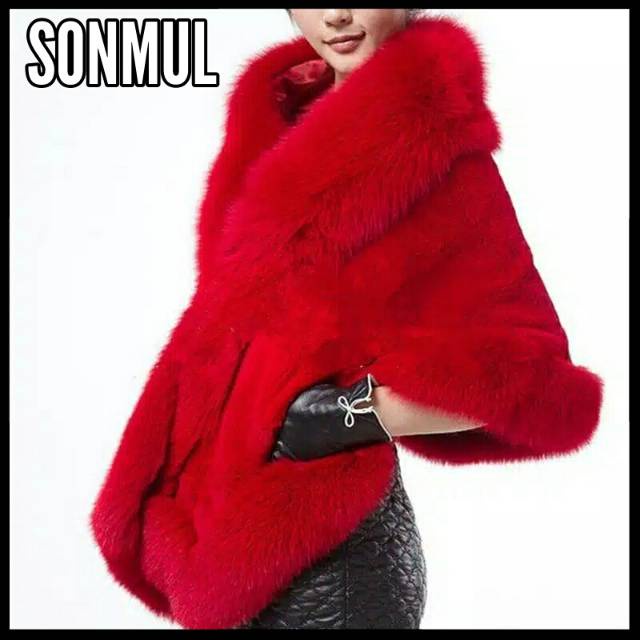 WOMAN FUR THICK WINTER CAPE JACKET SYAL  / SCARF BAHAN BULU IMITASI MUSIM DINGIN WANITA