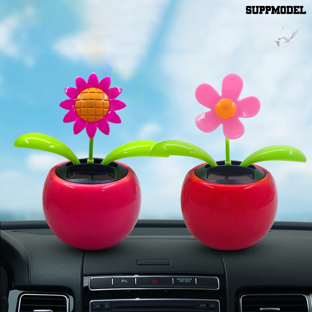 [SM Auto] Ornamen Mobil Lucu Tenaga Surya Kartun Vibrant Hias Dekorasi Hadiah Dashboard Mobil Menari Bunga Berayun Mainan Untuk Teman