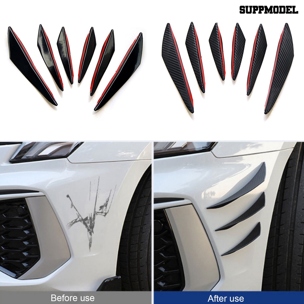 [SM Auto] 6pcs Mobil Spoiler Splitter Hias Pemasangan Mudah Melindungi Ujung Kendaraan Menebal Kelengketan Besar Spoiler Bibir Aksesoris Mobil