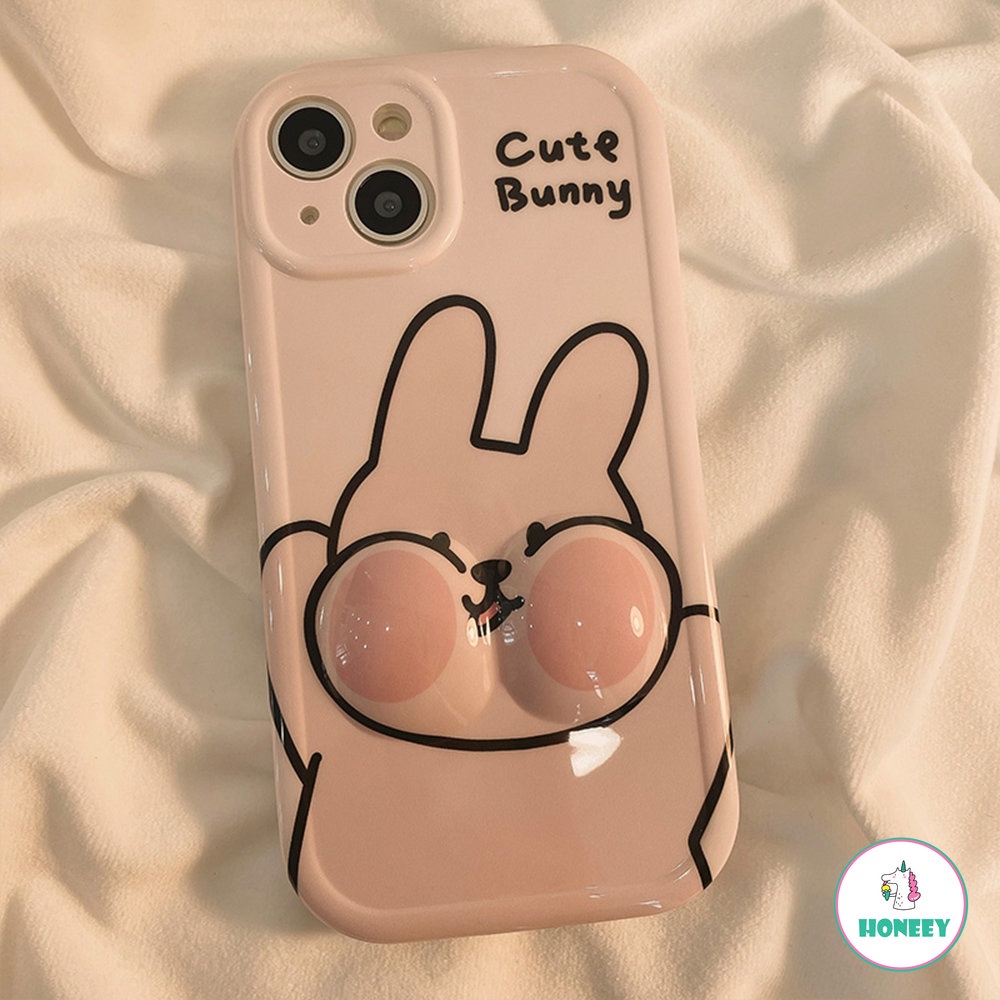 IPHONE Casing Dekompresi 3D Untuk Iphone11Lembut Iphone14 Pro Max Cute Bunny Puppy Untuk Iphone13 12 Pro Max14 Plus Fun Shockproof TPU Back Cover