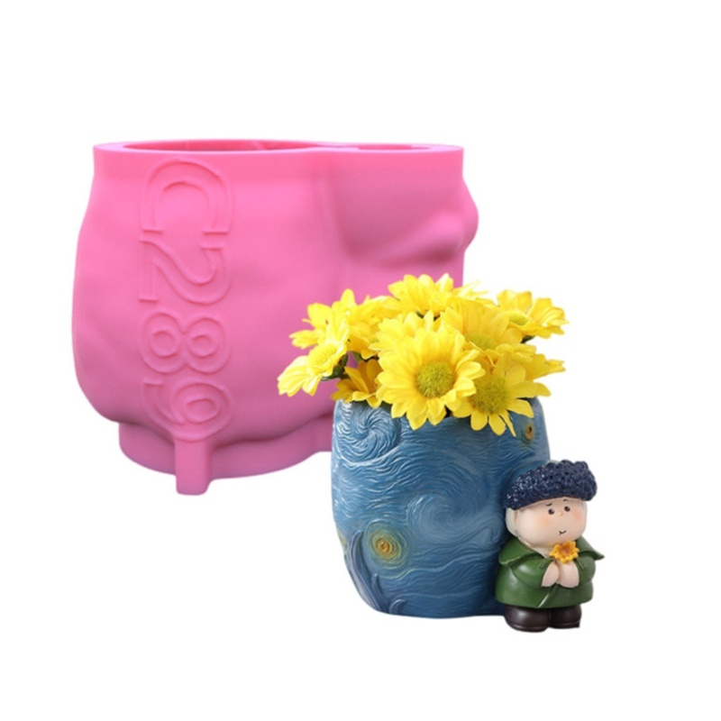 Sa Artis Gypsum Pot Bunga Silikon Resin Cetakan Epoxy Resin Casting Mold Succulent Vas Cetakan Semen Holder Mold