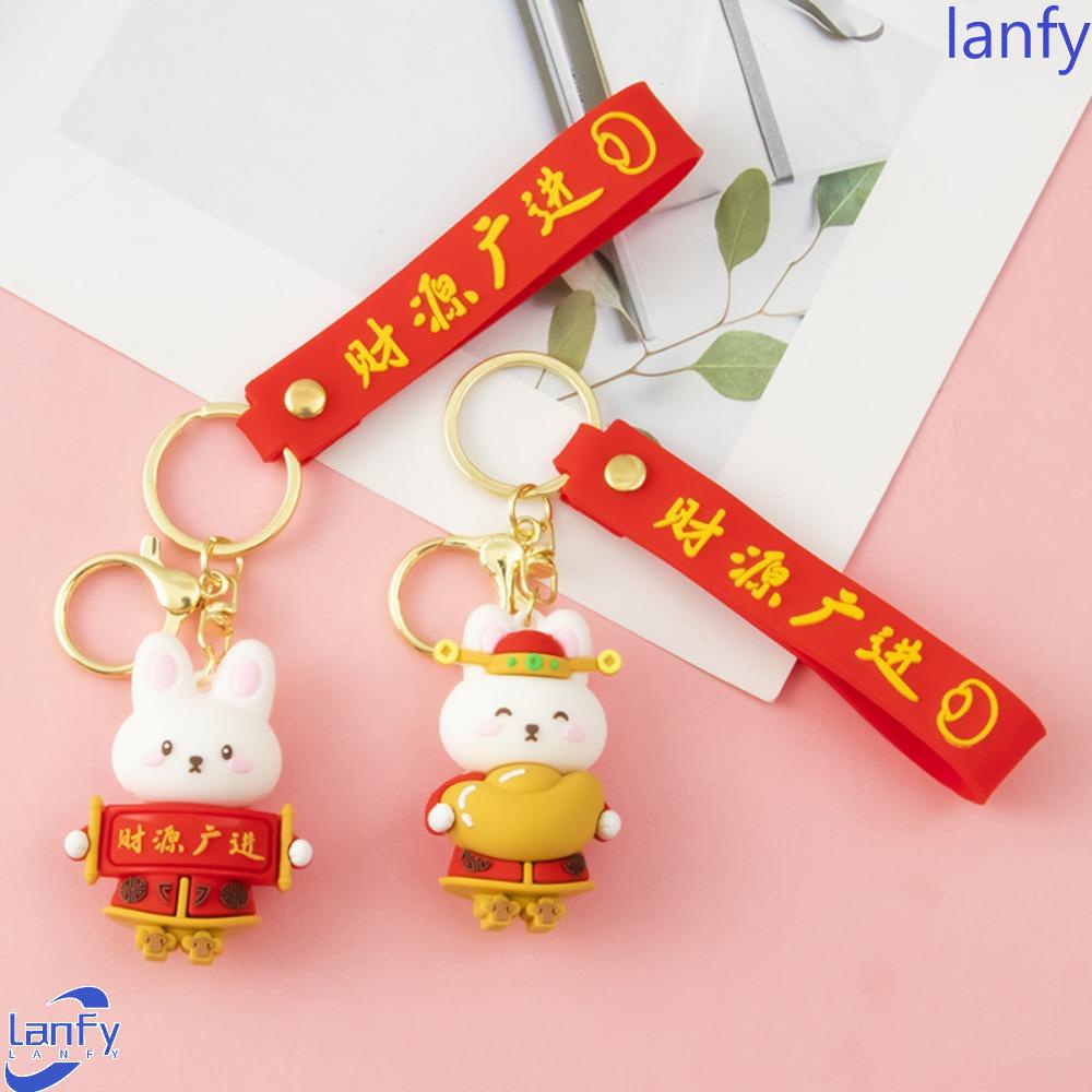 Lanfy Kelinci Gantungan Kunci Pria Wanita Gantungan Kunci Mobil Ransel Liontin Kunci Gesper Kelinci Hadiah Tahun Key Lanyard