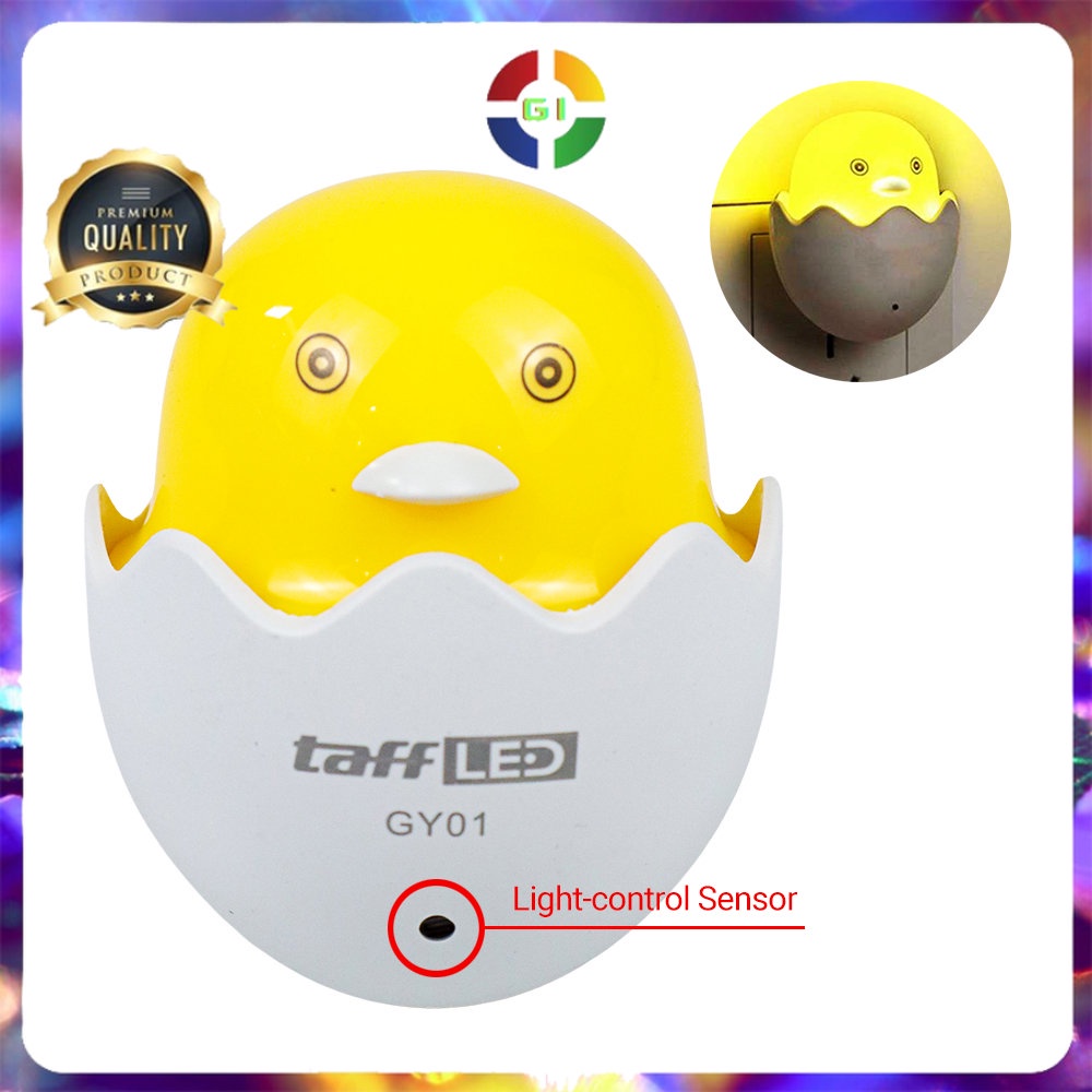 Lampu Tidur LED Model Ayam Sensor Cahaya Warm White 220V 5W Yellow