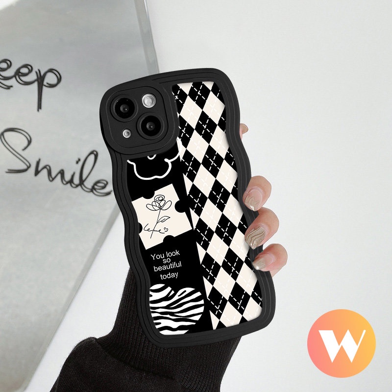 Case Galeri Seni Romantis Untuk Redmi 12C 10C 9A 9T 10 9 9C A1+A1 10A Note 11 9 10 10s 8 11 Pro 11s 9s POCO X3 NFC Pro M3 Mi 11T Pro Checkerboard Flower Smile Wavy Edge Soft Sarung