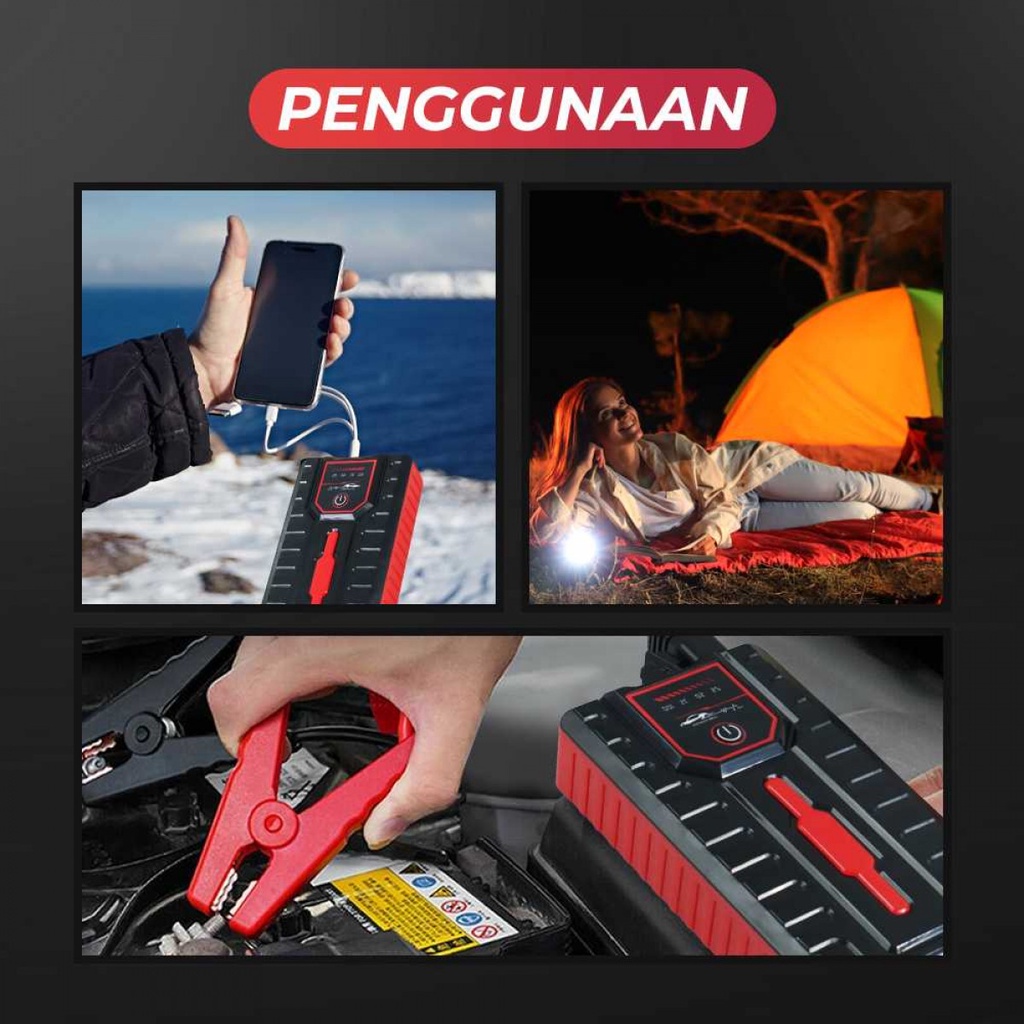 Jumper Aki Multifungsi Jump Starter Power Bank Senter USB 12V 6000mAh