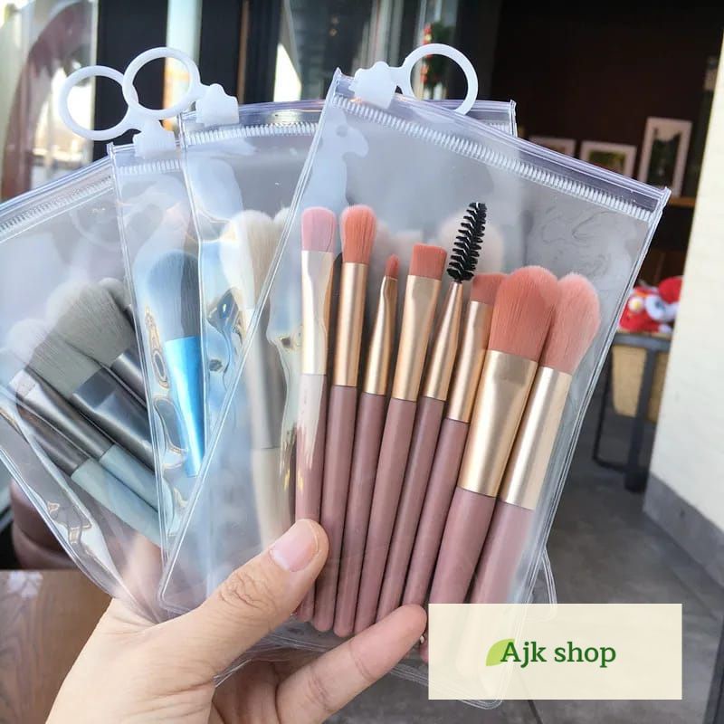 Kuas Set 8Pcs Free Pounch Brush Make Up Kosmetic Mini Travel Beauty Brusher