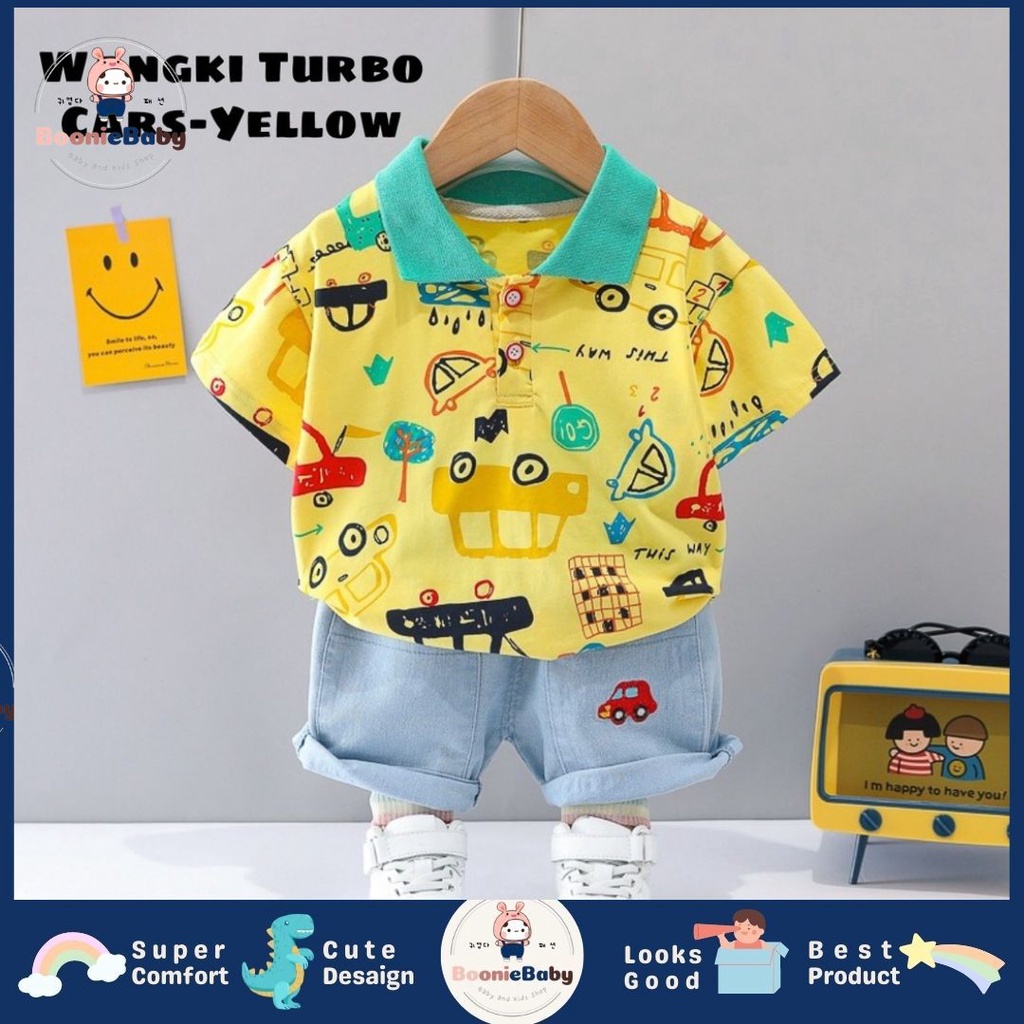 boonie SET KEMEJA ALFON BEAR 212 EBV Setelan Kemeja Bayi Laki-laki Lengan Pendek celana softdenim