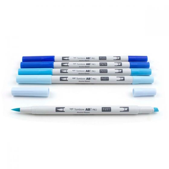 

Tombow ABT Pro BLUE Tones Art Markers Set 5 Colors Dual Tip Brush Pen