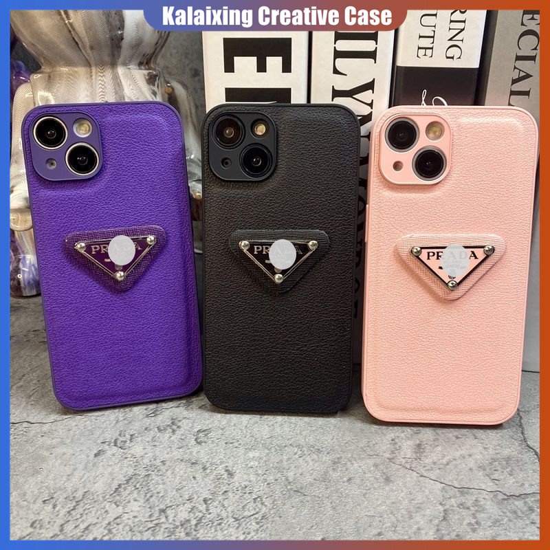 Casing Ponsel Prada Kulit Untuk IPhone 14 Pro Max13 12 11 Pro Max X XR Xs Max14 Plus Dengan Perlindungan Lensa Hard Back Cover