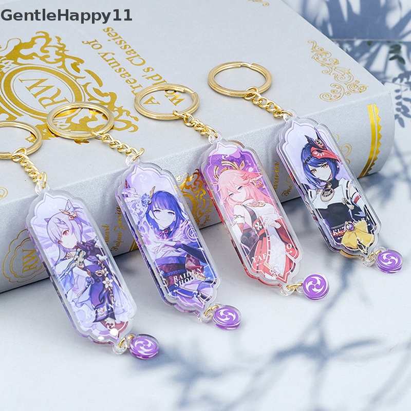 Gentlehappy 1Pc Genshin Impact Anime Figure Venti Tartaglia Ye Lan Gantungan Kunci Akrilik Mainan id