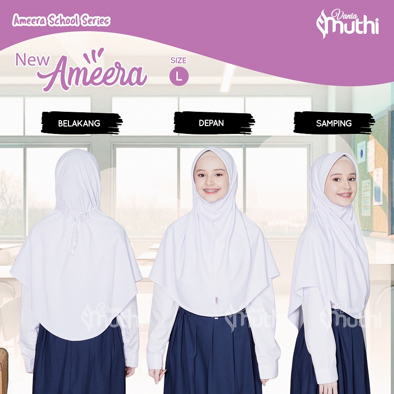 Jilbab Remaja New Ameera L (SMP-SMA) Bergo Sekolah - Vania Muthi