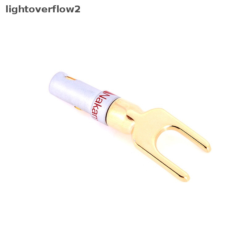 [lightoverflow2] Baru 2pcs Tembaga Berlapis Emas Speaker Banana U Fork Y Spade Plug Wire Connector [ID]