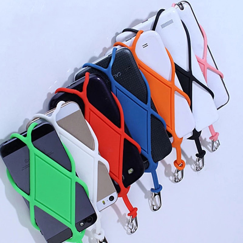 Tali Gantung Ponsel Silikon Universal Stretchable/Lanyard Smartphone Portabel Dilepas/Telepon Aksesoris Tali Leher Anti Hilang