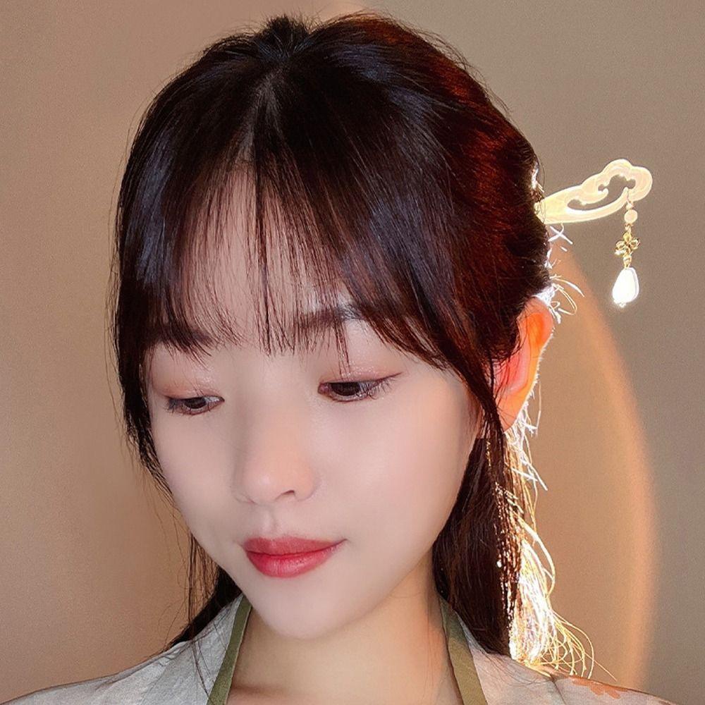 Fishstick Wanita Rambut Stik Elegan Vintage Simple Mutiara Korea Hair Clip Untuk Perempuan Gaya Kuno Dikepang Jepit Rambut Chinese Hair Fork