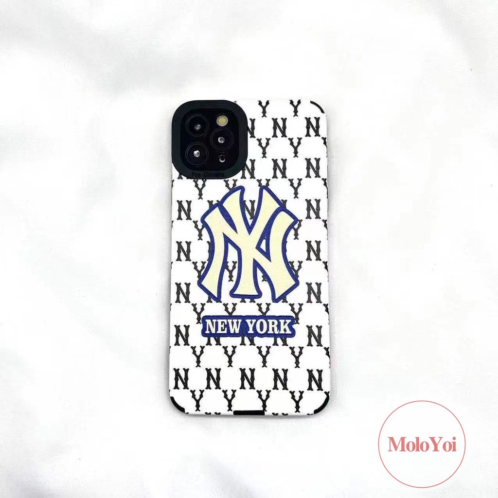 IPHONE Stiker Tekstur Kulit Mewah Shockproof Case Kompatibel Untuk Iphone7 8 Plus XR X XS Max 7Plus 11 14 12 13 Pro Max Eropa Dan Amerika Trendi Merek NEW YORK Telepon Soft Cover