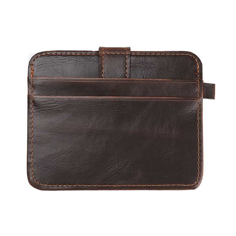 Dompet Kecil Card Holder Kulit dengan Hasp Ring Coklat Tua cocok untuk Kartu Praktis Simpel Travelling