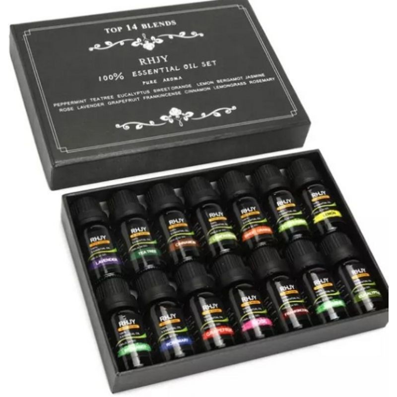 Essential Oil Aroma  Paket 14 IN 1 Aromatherapy Essential OIL BASE MINYAK DIFFUSER ORIGINAL
