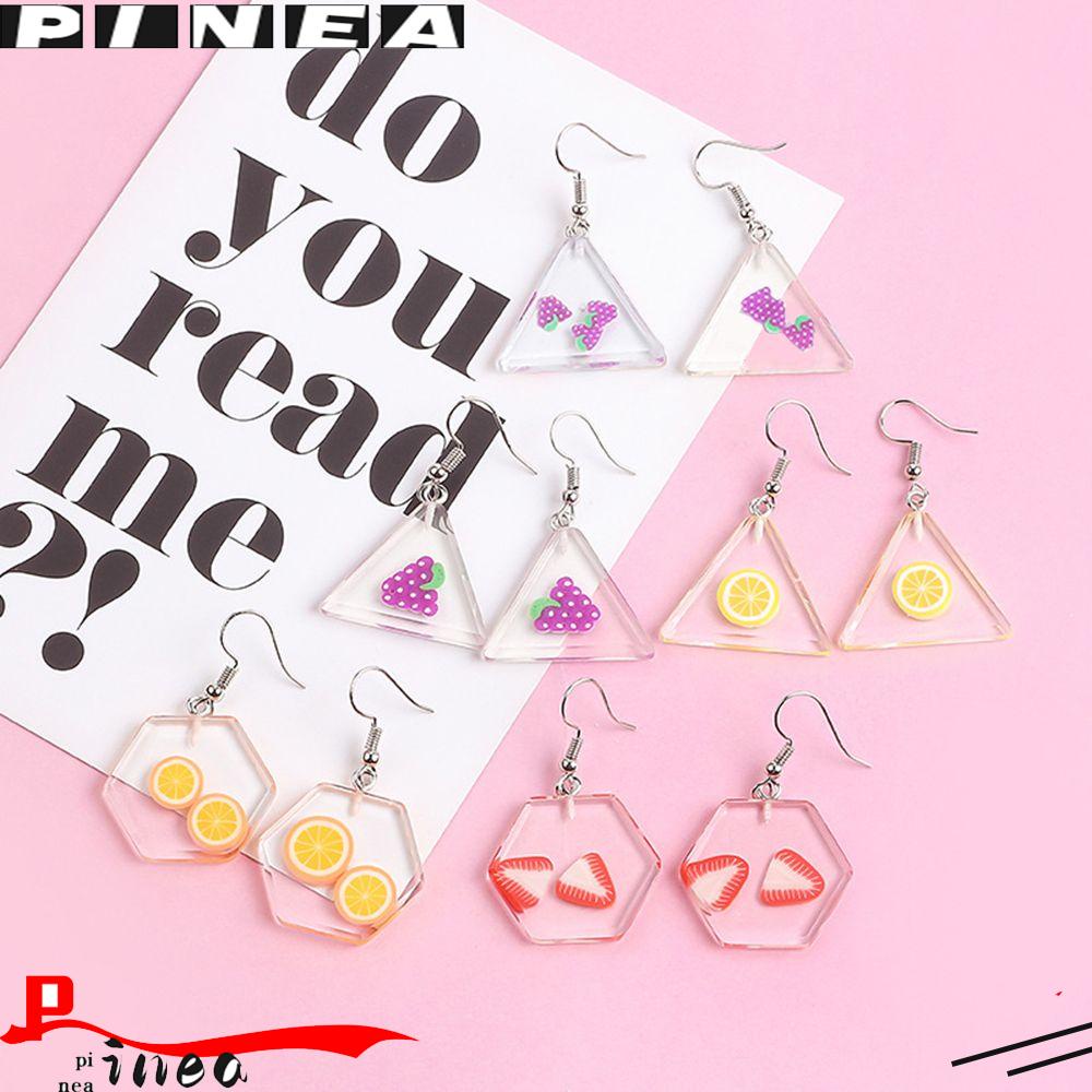 Nanas 1pasang Eardrop Geometris Kepribadian Korea Anting Buah Akrilik