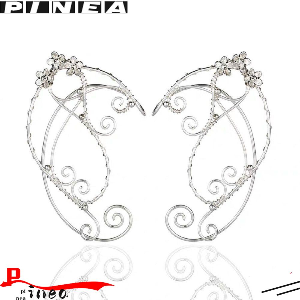 Nanas Kerawang Peri Bungkus Anting Perhiasan Aksesoris Alloy Untuk Wanita Klasik Pesona Pesona Panjang Menjuntai Anting-Anting Clip-on Earrings