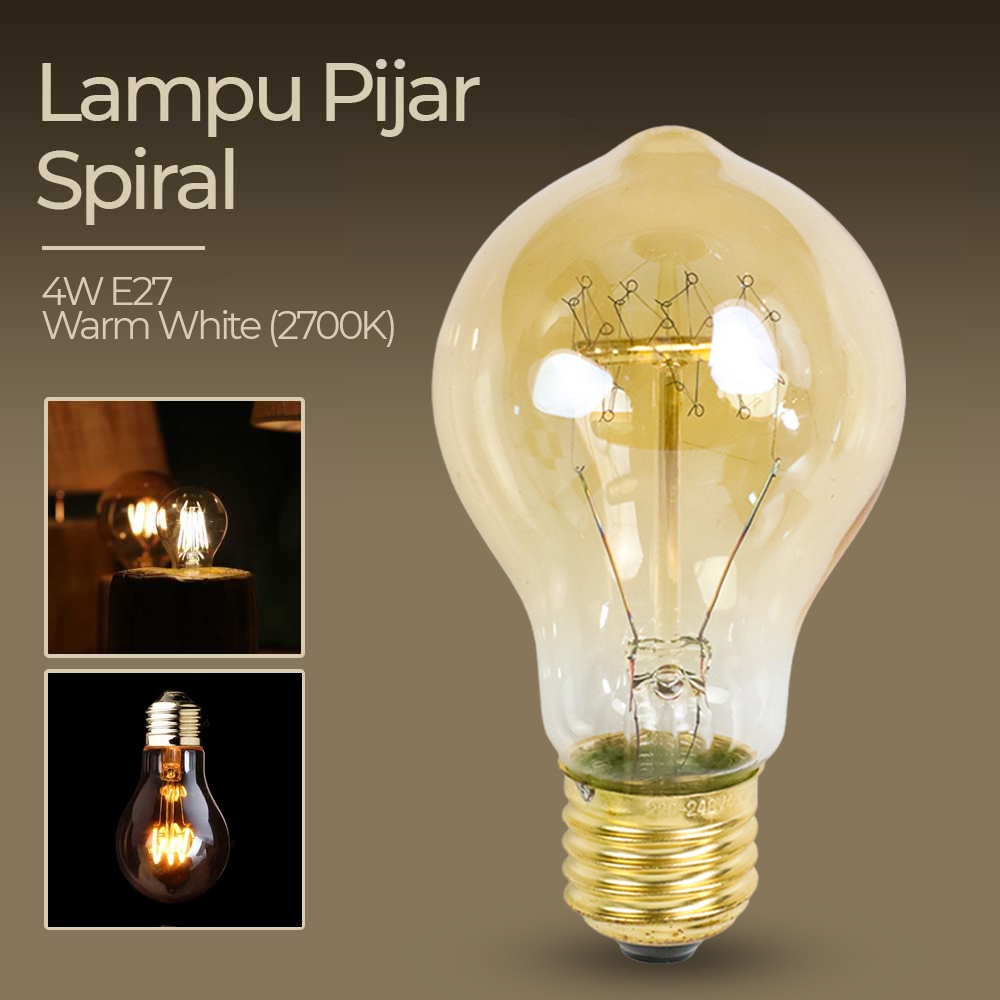 Lampu Hias Gantung Dinding Ruang Tamu LED YNL Lampu Pijar Spiral Bohlam Edison 40W E27 - A19 - Yello