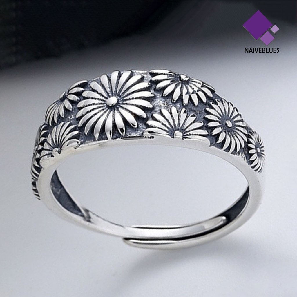 &lt; Naiveblues &gt; Cincin Jari Krisan Adjustable Perhiasan Vintage Cincin Indah Untuk