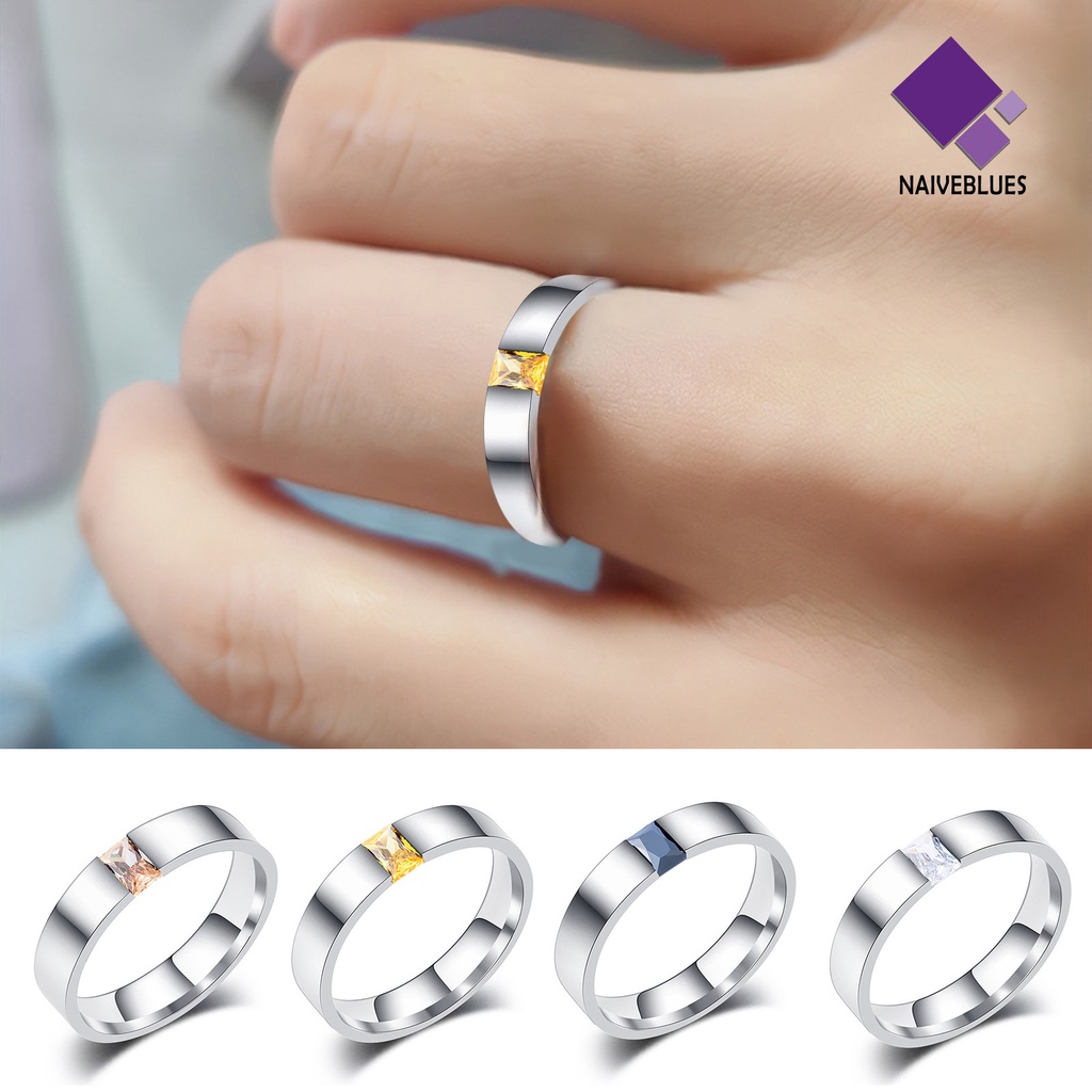 &lt; Naiveblues &gt; Cincin Unisex Bright Luster Adjustable Open Design Glossy Semua Dekorasi Hadiah Zirconia Wanita Pernikahan