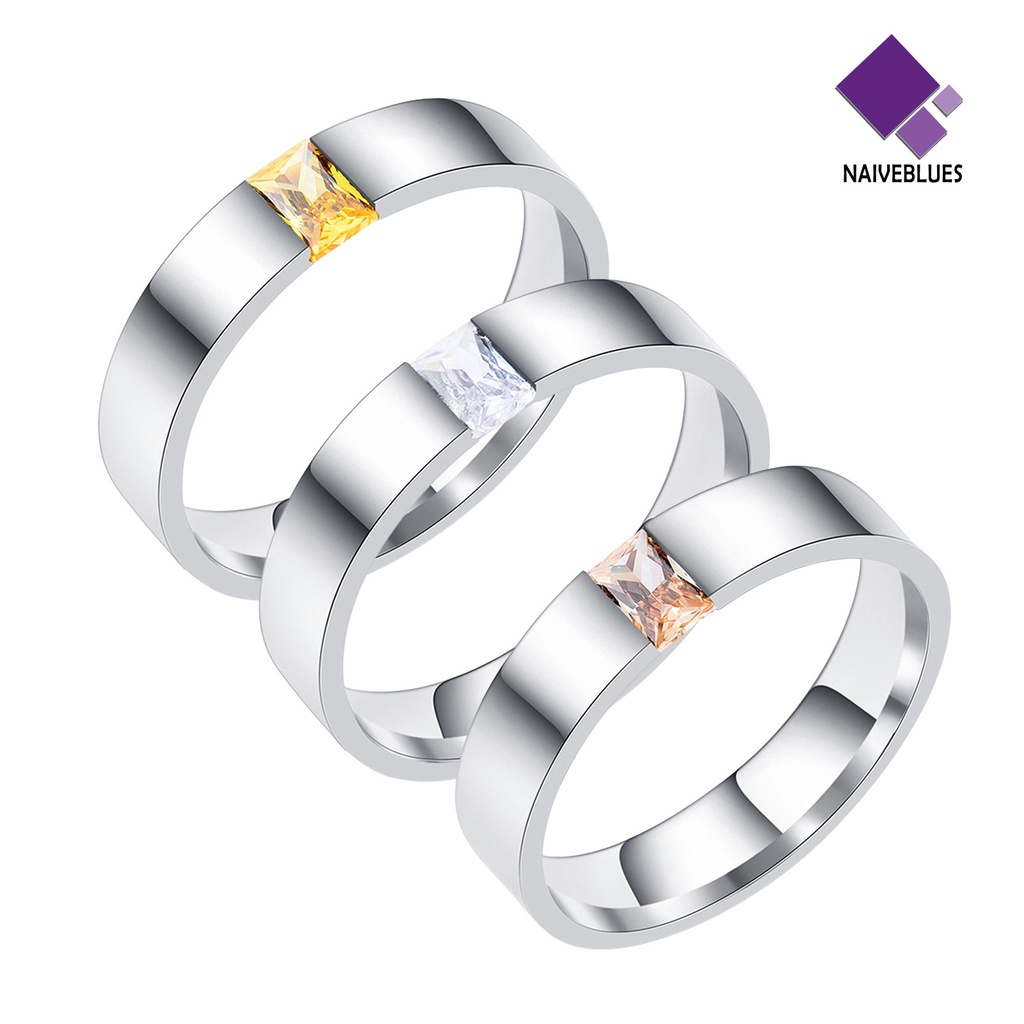 &lt; Naiveblues &gt; Cincin Unisex Bright Luster Adjustable Open Design Glossy Semua Dekorasi Hadiah Zirconia Wanita Pernikahan